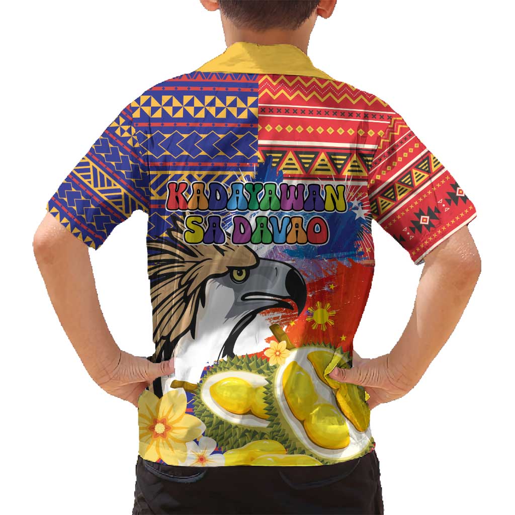 Philippines Kadayawan Family Matching Off Shoulder Maxi Dress and Hawaiian Shirt Filipino Eagle Durian with Polynesian and Igorots Pattern LT03 - Polynesian Pride