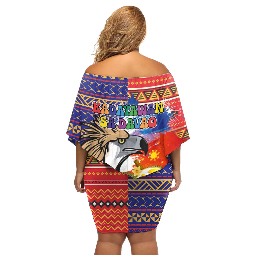 Philippines Kadayawan Family Matching Off Shoulder Short Dress and Hawaiian Shirt Filipino Eagle Durian with Polynesian and Igorots Pattern LT03 - Polynesian Pride