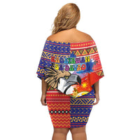 Philippines Kadayawan Family Matching Off Shoulder Short Dress and Hawaiian Shirt Filipino Eagle Durian with Polynesian and Igorots Pattern LT03 - Polynesian Pride