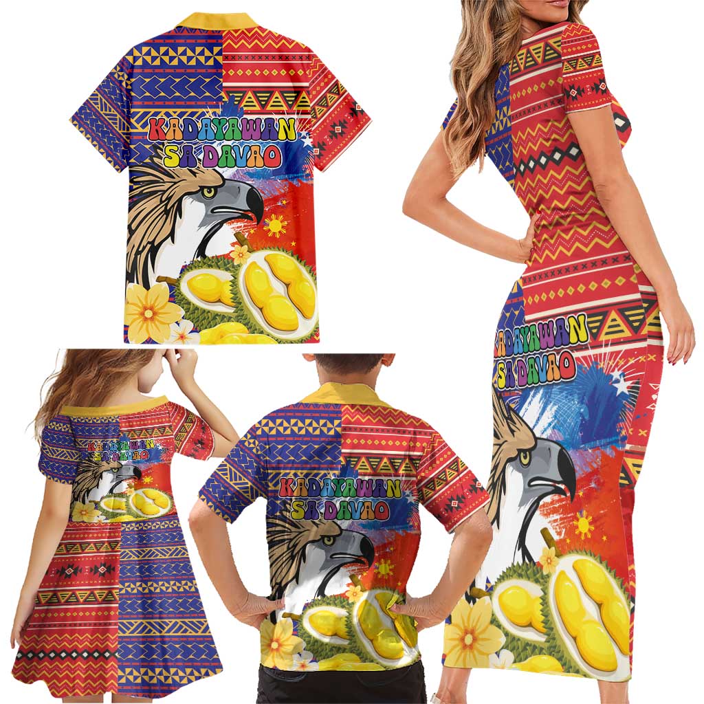Philippines Kadayawan Family Matching Short Sleeve Bodycon Dress and Hawaiian Shirt Filipino Eagle Durian with Polynesian and Igorots Pattern LT03 - Polynesian Pride