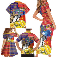 Philippines Kadayawan Family Matching Short Sleeve Bodycon Dress and Hawaiian Shirt Filipino Eagle Durian with Polynesian and Igorots Pattern LT03 - Polynesian Pride