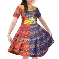 Philippines Kadayawan Family Matching Summer Maxi Dress and Hawaiian Shirt Filipino Eagle Durian with Polynesian and Igorots Pattern LT03 Daughter's Dress Red - Polynesian Pride