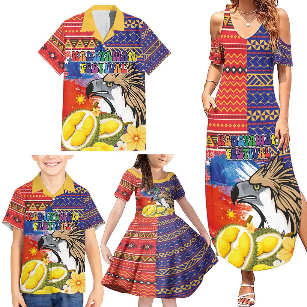 Philippines Kadayawan Family Matching Summer Maxi Dress and Hawaiian Shirt Filipino Eagle Durian with Polynesian and Igorots Pattern LT03 - Polynesian Pride