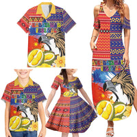 Philippines Kadayawan Family Matching Summer Maxi Dress and Hawaiian Shirt Filipino Eagle Durian with Polynesian and Igorots Pattern LT03 - Polynesian Pride
