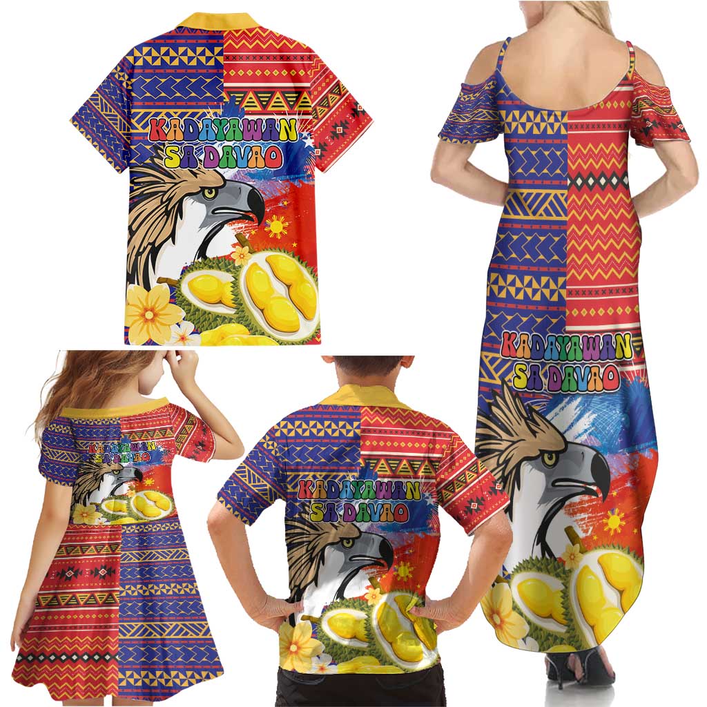 Philippines Kadayawan Family Matching Summer Maxi Dress and Hawaiian Shirt Filipino Eagle Durian with Polynesian and Igorots Pattern LT03 - Polynesian Pride