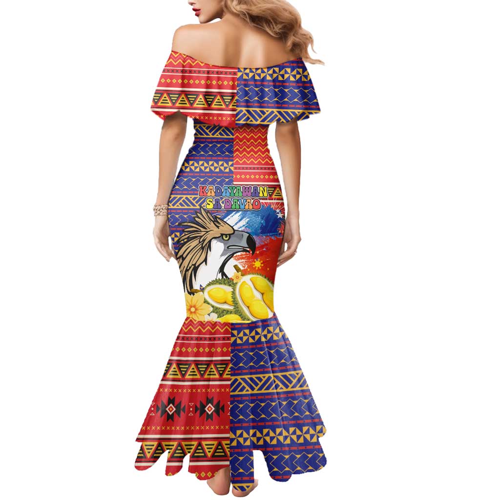 Philippines Kadayawan Mermaid Dress Filipino Eagle Durian with Polynesian and Igorots Pattern