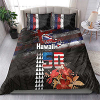 Hawaii Statehood Day Bedding Set 50th state of the United States Kakau Tattoos and Hibiscus Grunge LT03 - Polynesian Pride