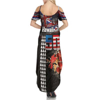 Hawaii Statehood Day Family Matching Summer Maxi Dress and Hawaiian Shirt 50th state of the United States Kakau Tattoos and Hibiscus Grunge LT03 - Polynesian Pride