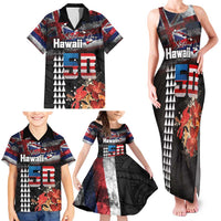 Hawaii Statehood Day Family Matching Tank Maxi Dress and Hawaiian Shirt 50th state of the United States Kakau Tattoos and Hibiscus Grunge LT03 - Polynesian Pride