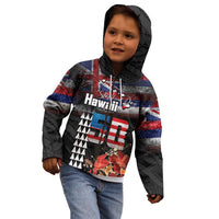 Hawaii Statehood Day Kid Hoodie 50th state of the United States Kakau Tattoos and Hibiscus Grunge LT03 - Polynesian Pride