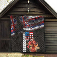 Hawaii Statehood Day Quilt 50th state of the United States Kakau Tattoos and Hibiscus Grunge LT03 - Polynesian Pride
