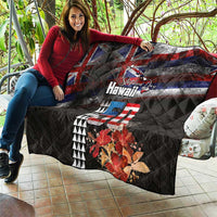 Hawaii Statehood Day Quilt 50th state of the United States Kakau Tattoos and Hibiscus Grunge LT03 - Polynesian Pride