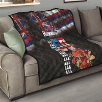 Hawaii Statehood Day Quilt 50th state of the United States Kakau Tattoos and Hibiscus Grunge LT03 - Polynesian Pride