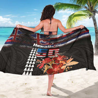 Hawaii Statehood Day Sarong 50th state of the United States Kakau Tattoos and Hibiscus Grunge LT03 - Polynesian Pride