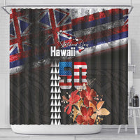 Hawaii Statehood Day Shower Curtain 50th state of the United States Kakau Tattoos and Hibiscus Grunge LT03 - Polynesian Pride