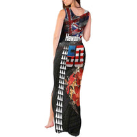Hawaii Statehood Day Tank Maxi Dress 50th state of the United States Kakau Tattoos and Hibiscus Grunge LT03 - Polynesian Pride