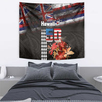 Hawaii Statehood Day Tapestry 50th state of the United States Kakau Tattoos and Hibiscus Grunge LT03 - Polynesian Pride