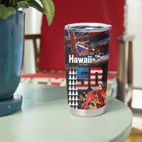 Hawaii Statehood Day Tumbler Cup 50th state of the United States Kakau Tattoos and Hibiscus Grunge LT03 - Polynesian Pride