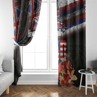Hawaii Statehood Day Window Curtain 50th state of the United States Kakau Tattoos and Hibiscus Grunge LT03 - Polynesian Pride