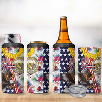 Hawaii and United States Together 4 in 1 Can Cooler Tumbler Seal of Hawaii and Bald Eagle LT03 - Polynesian Pride