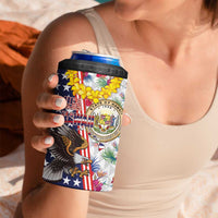 Hawaii and United States Together 4 in 1 Can Cooler Tumbler Seal of Hawaii and Bald Eagle LT03 - Polynesian Pride