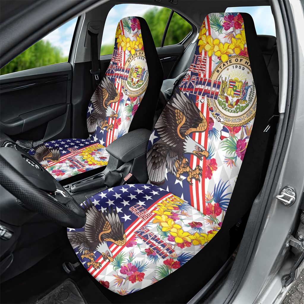 Hawaii and United States Together Car Seat Cover Seal of Hawaii and Bald Eagle LT03 - Polynesian Pride