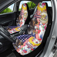 Hawaii and United States Together Car Seat Cover Seal of Hawaii and Bald Eagle LT03 - Polynesian Pride