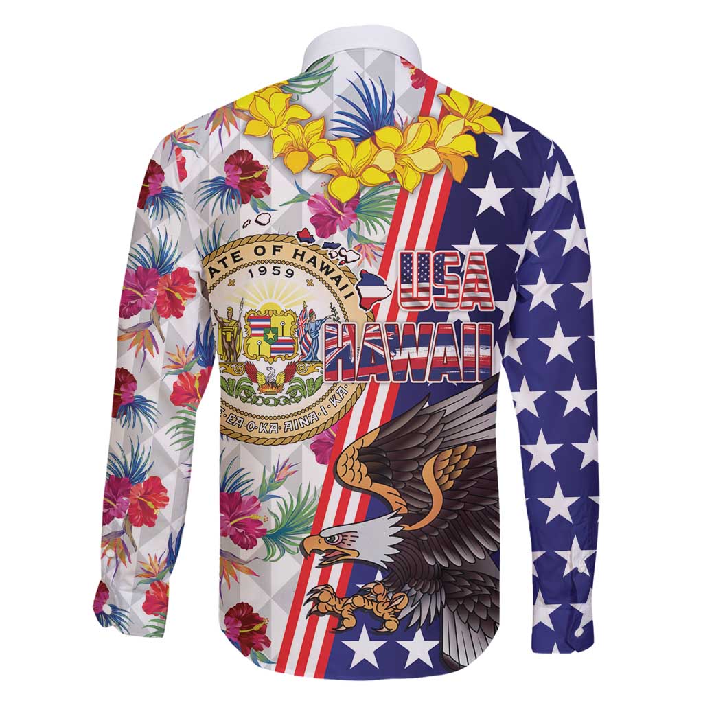 Hawaii and United States Together Family Matching Off Shoulder Maxi Dress and Hawaiian Shirt Seal of Hawaii and Bald Eagle LT03 - Polynesian Pride