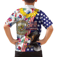 Hawaii and United States Together Family Matching Tank Maxi Dress and Hawaiian Shirt Seal of Hawaii and Bald Eagle LT03 - Polynesian Pride