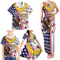 Hawaii and United States Together Family Matching Tank Maxi Dress and Hawaiian Shirt Seal of Hawaii and Bald Eagle LT03 - Polynesian Pride
