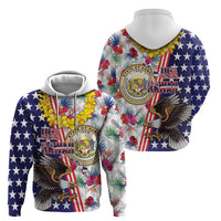 Hawaii and United States Together Hoodie Seal of Hawaii and Bald Eagle LT03 - Polynesian Pride