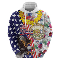 Hawaii and United States Together Hoodie Seal of Hawaii and Bald Eagle LT03 - Polynesian Pride
