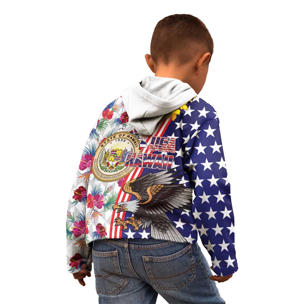 Hawaii and United States Together Kid Hoodie Seal of Hawaii and Bald Eagle LT03 - Polynesian Pride