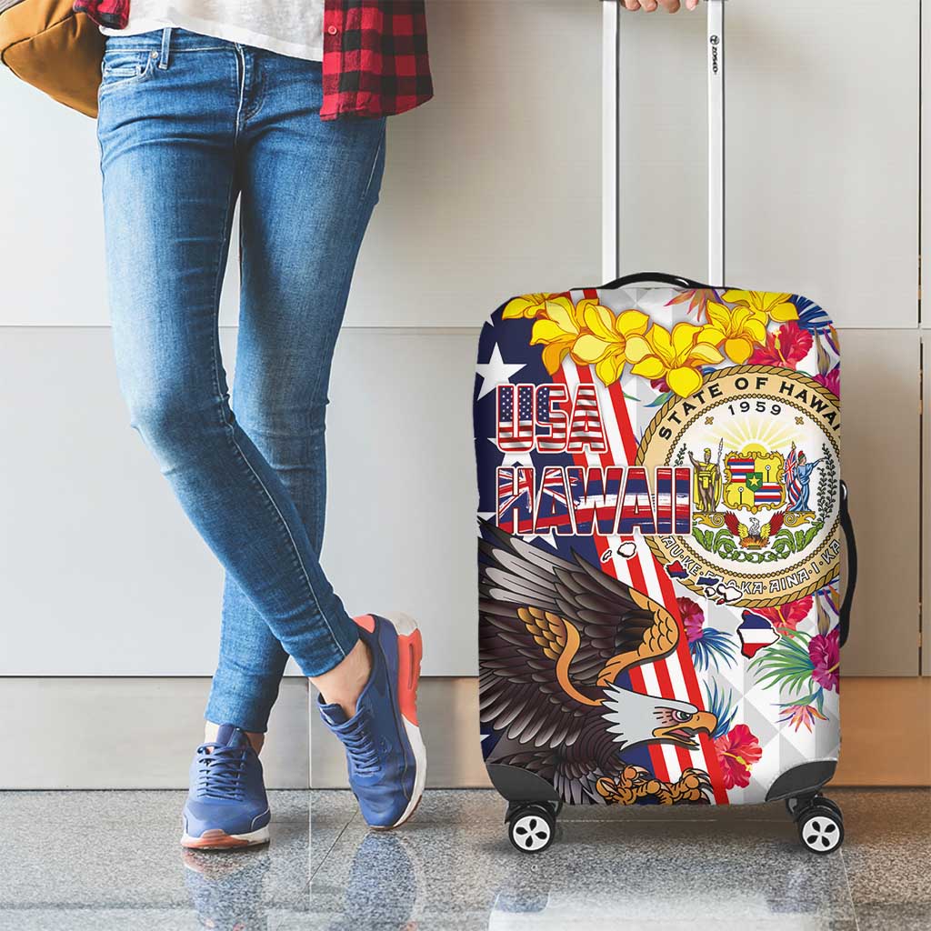Hawaii and United States Together Luggage Cover Seal of Hawaii and Bald Eagle LT03 - Polynesian Pride