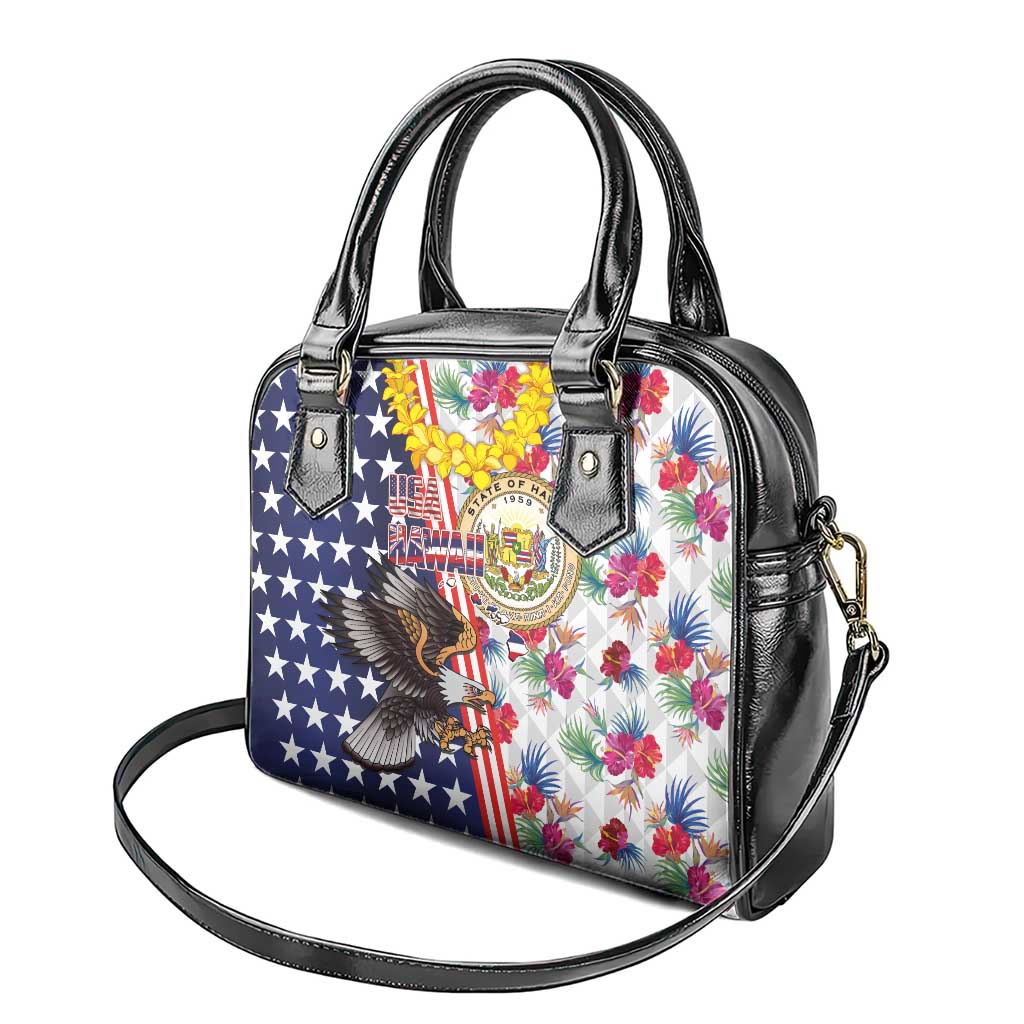 Hawaii and United States Together Shoulder Handbag Seal of Hawaii and Bald Eagle - Polynesian Pride
