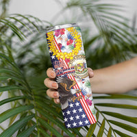 Hawaii and United States Together Skinny Tumbler Seal of Hawaii and Bald Eagle LT03 - Polynesian Pride
