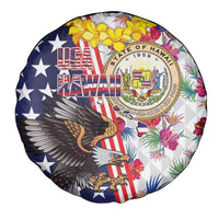 Hawaii and United States Together Spare Tire Cover Seal of Hawaii and Bald Eagle LT03 - Polynesian Pride