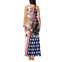 Hawaii and United States Together Tank Maxi Dress Seal of Hawaii and Bald Eagle LT03 - Polynesian Pride