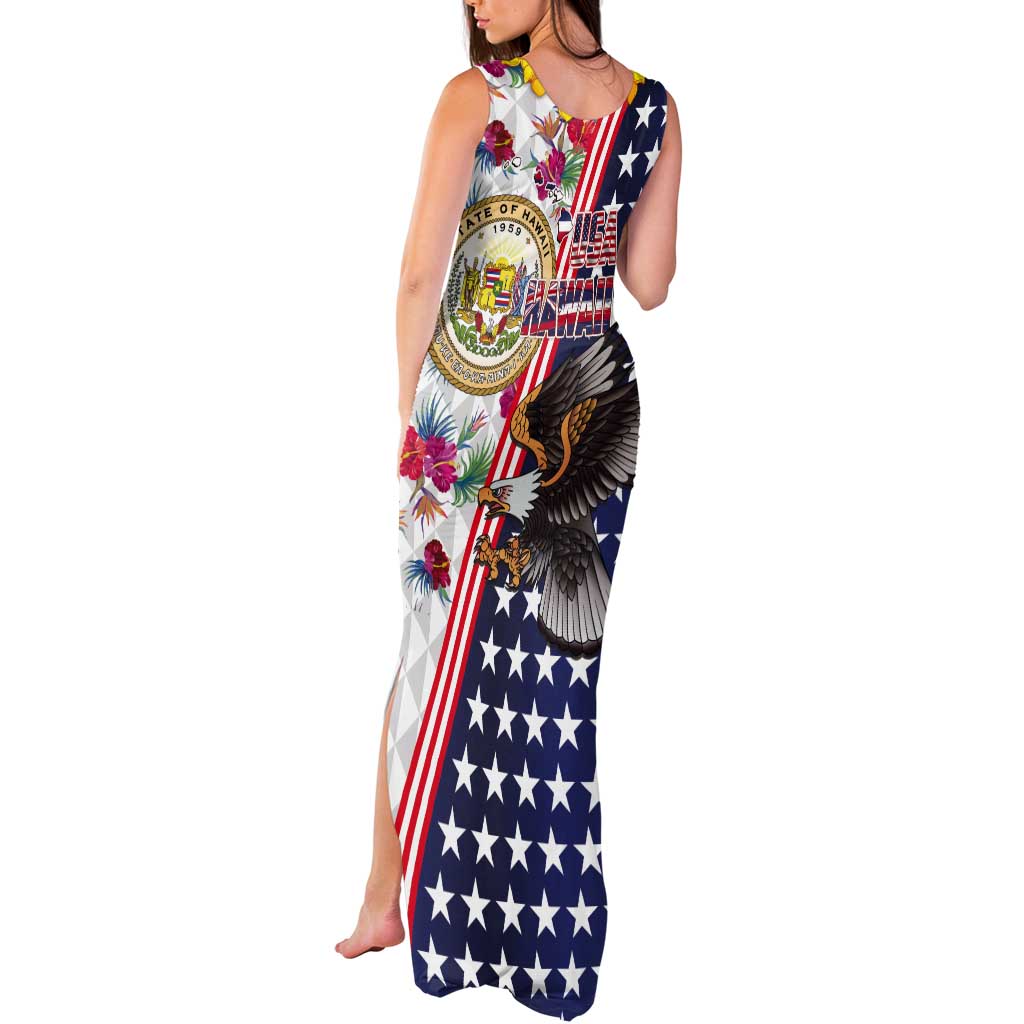 Hawaii and United States Together Tank Maxi Dress Seal of Hawaii and Bald Eagle LT03 - Polynesian Pride