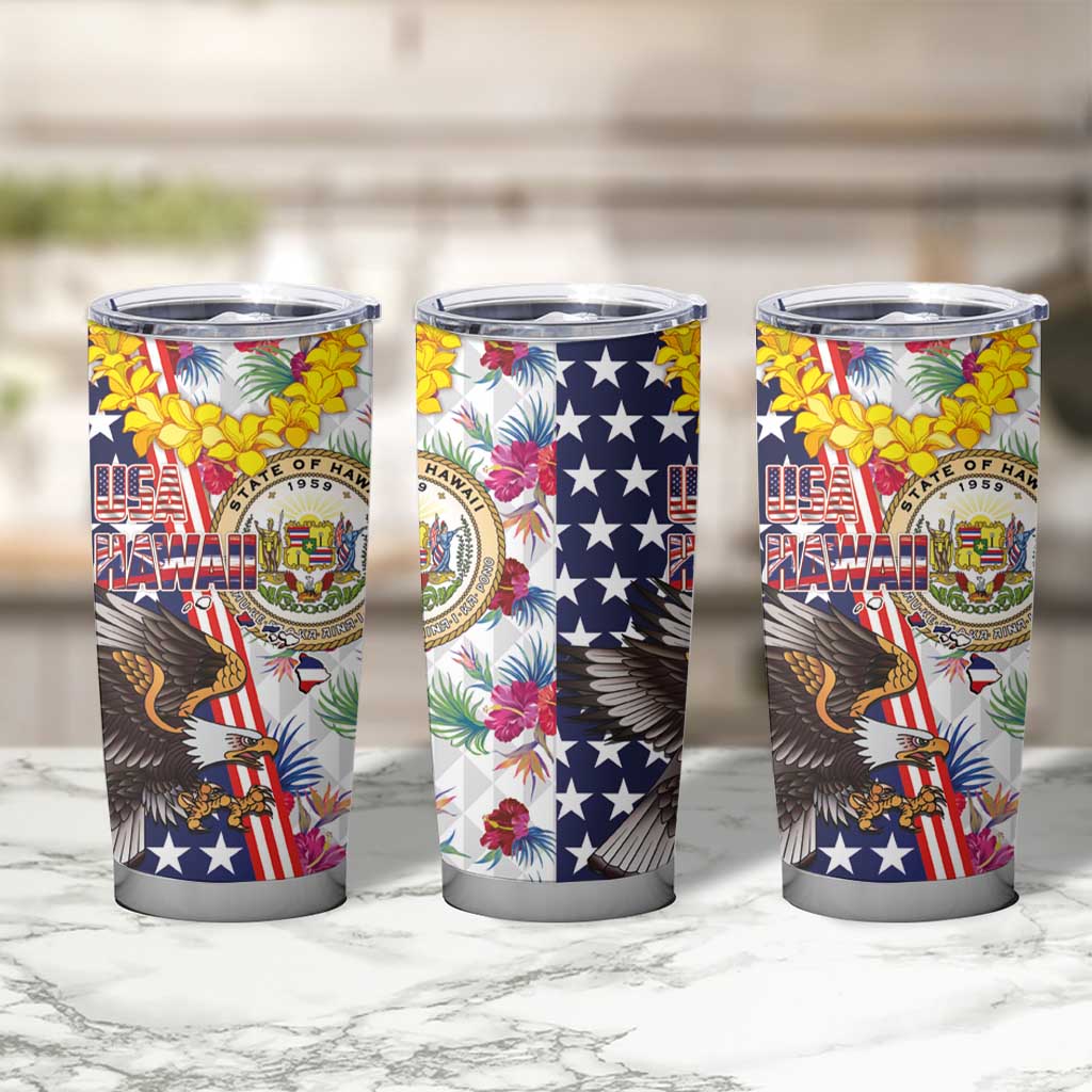 Hawaii and United States Together Tumbler Cup Seal of Hawaii and Bald Eagle LT03 - Polynesian Pride