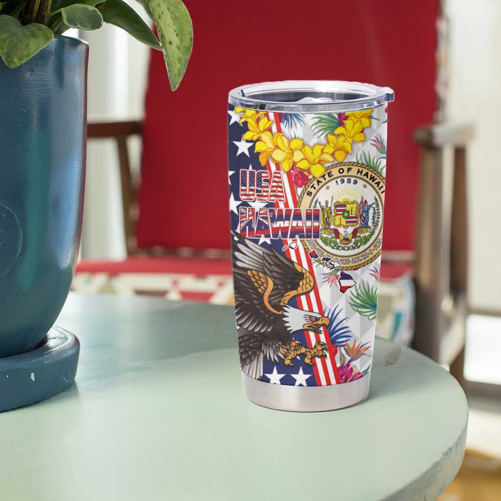 Hawaii and United States Together Tumbler Cup Seal of Hawaii and Bald Eagle LT03 - Polynesian Pride