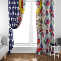 Hawaii and United States Together Window Curtain Seal of Hawaii and Bald Eagle - Polynesian Pride