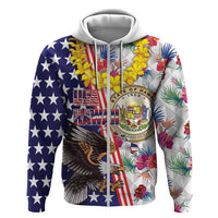 Hawaii and United States Together Zip Hoodie Seal of Hawaii and Bald Eagle LT03 Zip Hoodie White - Polynesian Pride