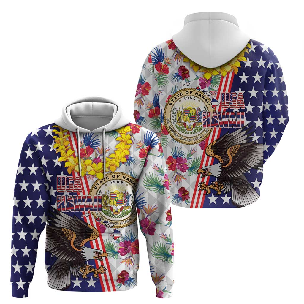 Hawaii and United States Together Zip Hoodie Seal of Hawaii and Bald Eagle LT03 - Polynesian Pride