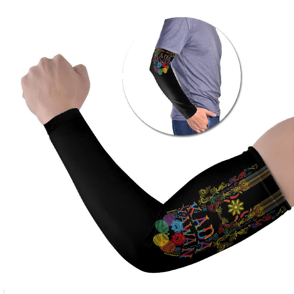 Philippines Kadayawan Festival Arm Sleeves Polynesian Tribal Art Barong Style LT03 Set of 2 Black - Polynesian Pride