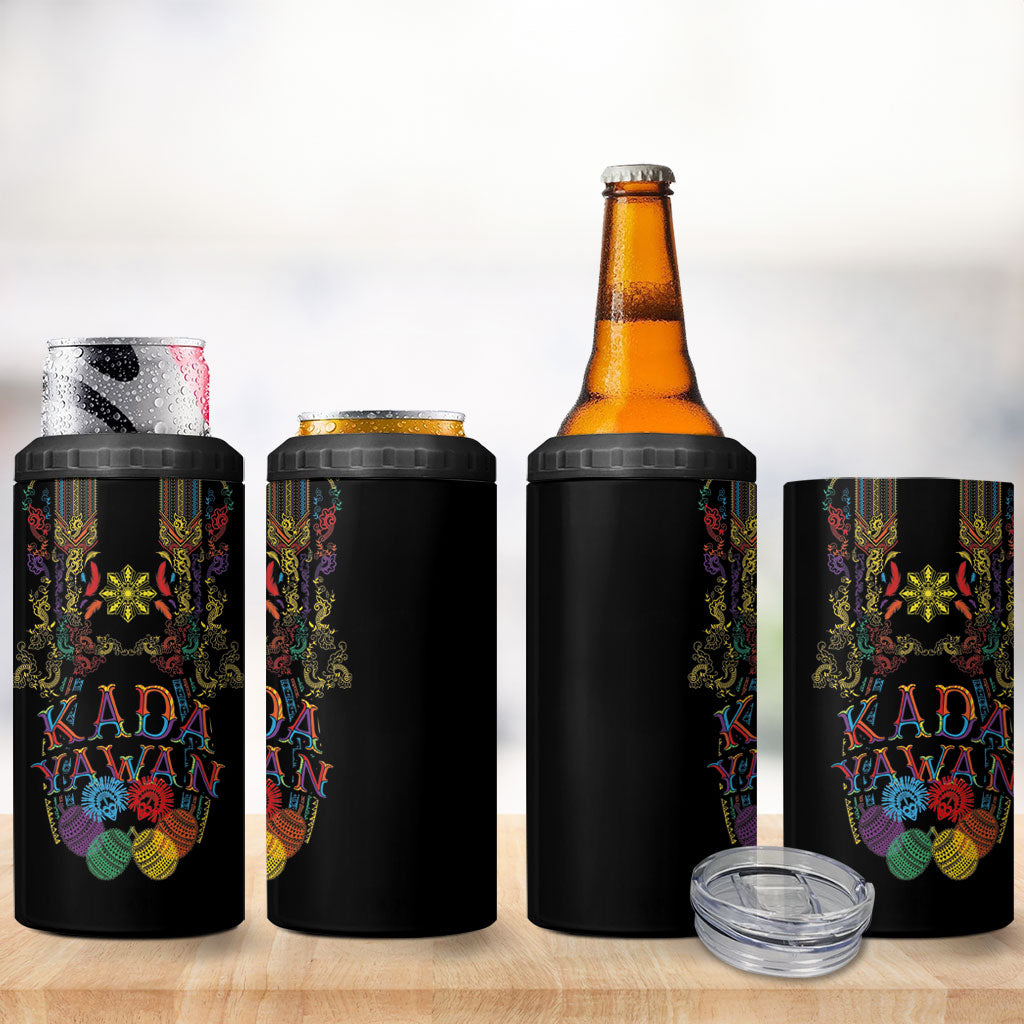 Philippines Kadayawan Festival 4 in 1 Can Cooler Tumbler Polynesian Tribal Art Barong Style LT03 - Polynesian Pride