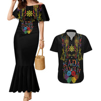 Philippines Kadayawan Festival Couples Matching Mermaid Dress and Hawaiian Shirt Polynesian Tribal Art Barong Style LT03 Black - Polynesian Pride