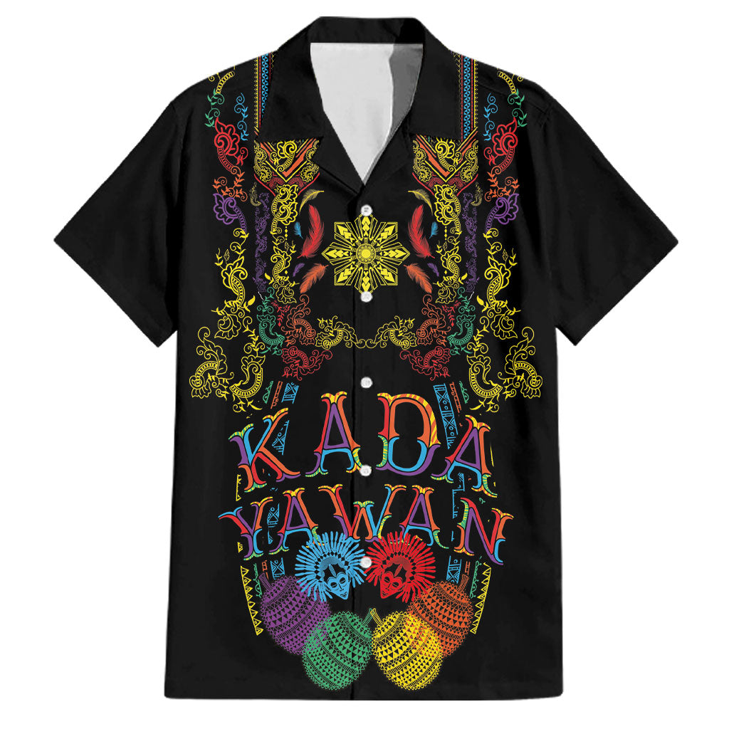 Philippines Kadayawan Festival Family Matching Long Sleeve Bodycon Dress and Hawaiian Shirt Polynesian Tribal Art Barong Style LT03 Dad's Shirt - Short Sleeve Black - Polynesian Pride