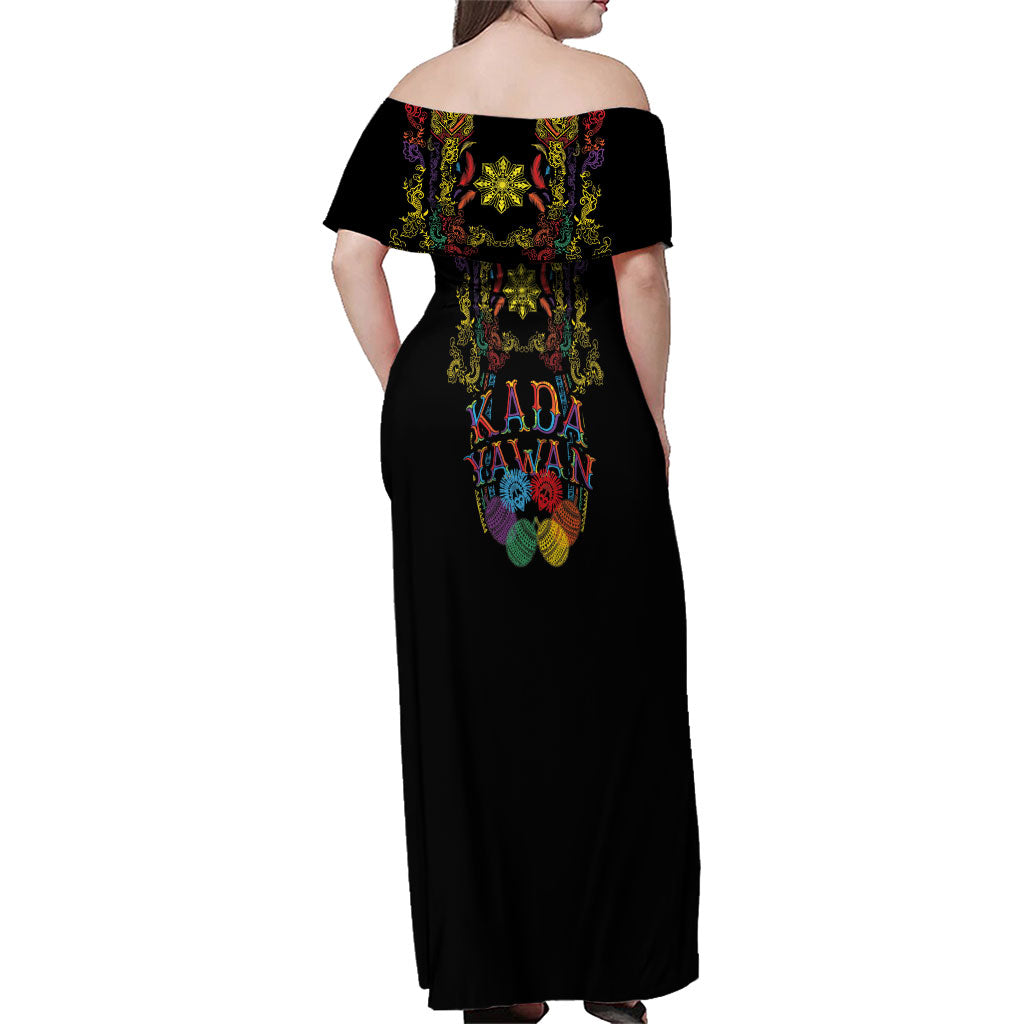 Philippines Kadayawan Festival Family Matching Off Shoulder Maxi Dress and Hawaiian Shirt Polynesian Tribal Art Barong Style LT03 - Polynesian Pride