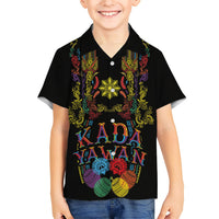 Philippines Kadayawan Festival Family Matching Off Shoulder Maxi Dress and Hawaiian Shirt Polynesian Tribal Art Barong Style LT03 Son's Shirt Black - Polynesian Pride